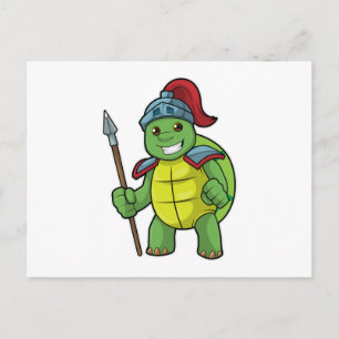 Turtle as Warrior with Spear & Helmet Postcard