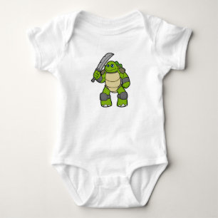 Turtle as Warrior with Sword Baby Bodysuit