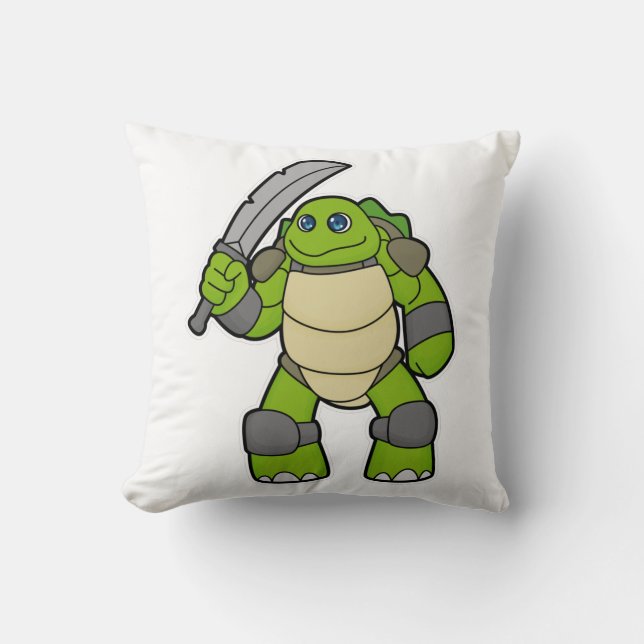 Turtle as Warrior with Sword Cushion (Front)