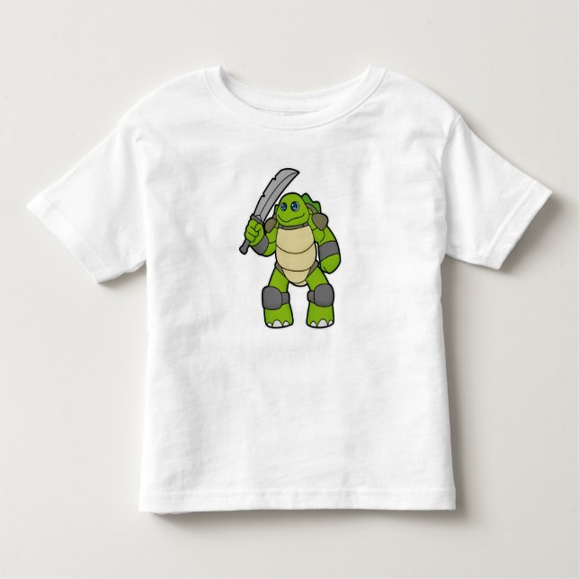 Turtle as Warrior with Sword Toddler T-Shirt (Front)