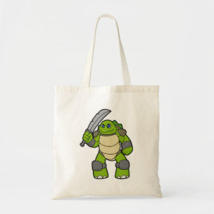 Turtle as Warrior with Sword Tote Bag