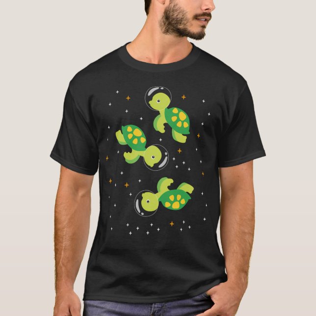 Turtle Astronaut Outer Space T-Shirt (Front)