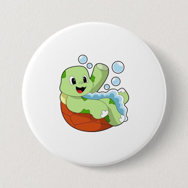 Turtle at Bathing with Foam 7.5 Cm Round Badge (Front)