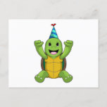 Turtle at Birthday with Party hat Postcard<br><div class="desc">This design is the perfect gift for a birthday,  Christmas and other celebrations. It is suitable for women,  men and kids.</div>