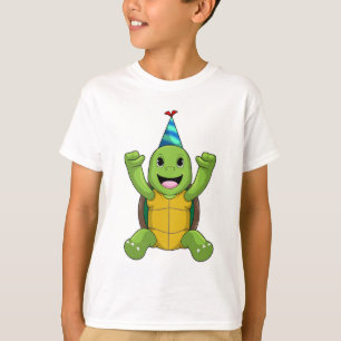 Turtle at Birthday with Party hat T-Shirt