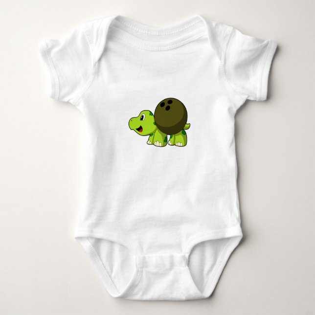 Turtle at Bowling with Bowling ball Baby Bodysuit (Front)