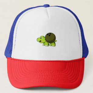 Turtle at Bowling with Bowling ball Trucker Hat