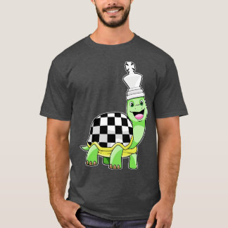 Turtle at Chess with Chess board King T-Shirt