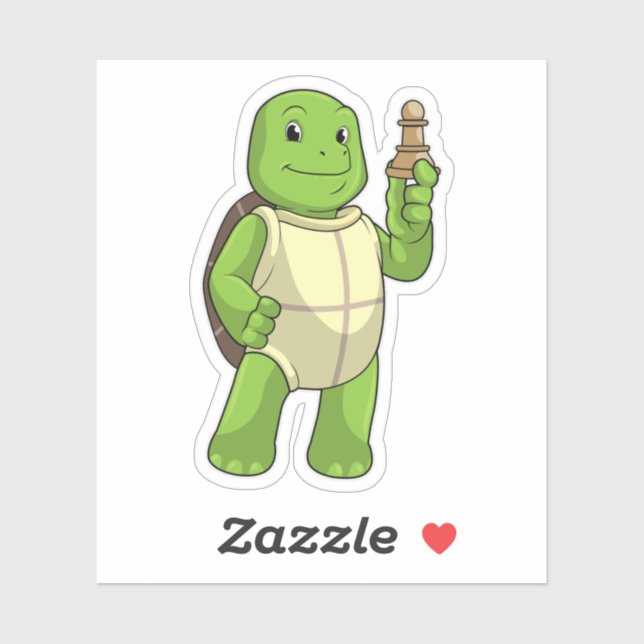 Turtle at Chess with Chess piece Pawn (Sheet)