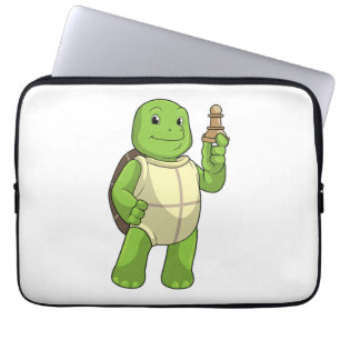 Turtle At Chess With Chess Piece Pawn Laptop Sleeve
