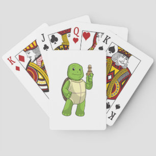 Turtle at Chess with Chess piece Pawn Playing Cards