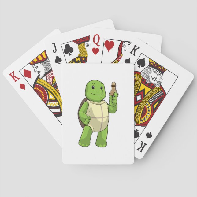 Turtle at Chess with Chess piece Pawn Playing Cards (Back)
