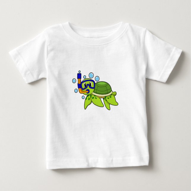 Turtle at Diving with Snorkel Baby T-Shirt (Front)