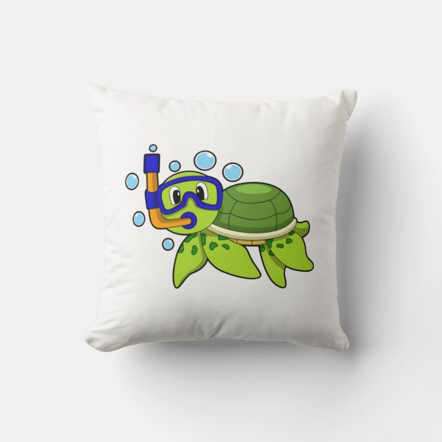 Turtle at Diving with Snorkel Cushion (Front)