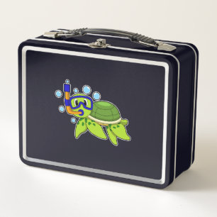Turtle at Diving with Snorkel Metal Lunch Box
