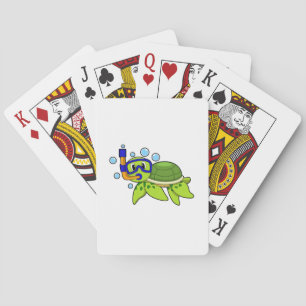 Turtle at Diving with Snorkel Playing Cards