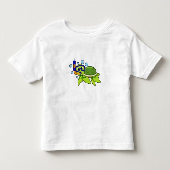 Turtle at Diving with Snorkel Toddler T-Shirt (Front)