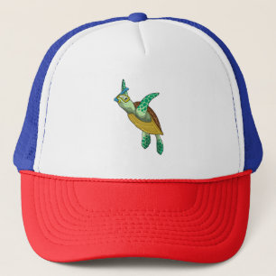Turtle at Diving with Snorkel Trucker Hat