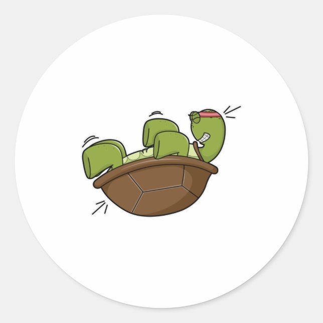 Turtle at Exercise for Abdominla muscles Classic Round Sticker (Front)