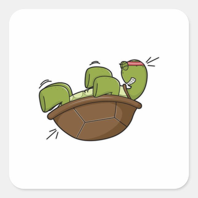 Turtle at Exercise for Abdominla muscles Square Sticker (Front)