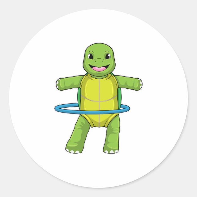 Turtle at Fitness with Fitness tires Classic Round Sticker (Front)