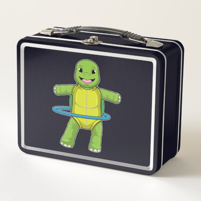 Turtle at Fitness with Fitness tires Metal Lunch Box (Front)