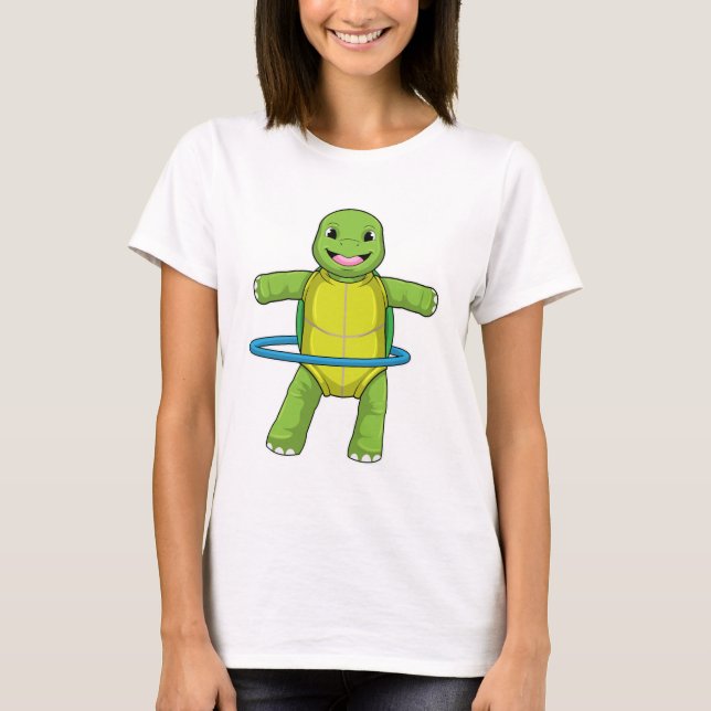 Turtle at Fitness with Fitness tires T-Shirt (Front)