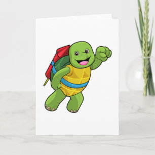 Turtle at Flying with Rocket Card