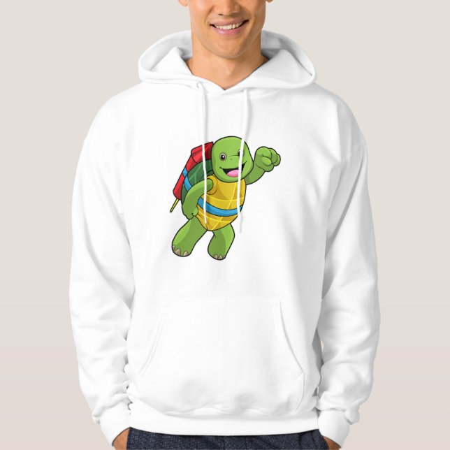 Turtle at Flying with Rocket Hoodie (Front)