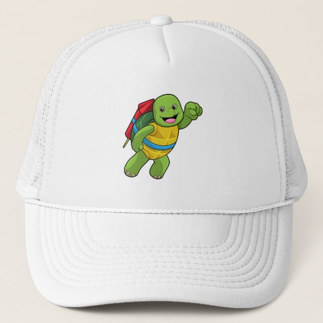 Turtle at Flying with Rocket Trucker Hat (Front)