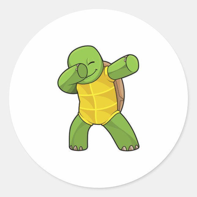Turtle at Hip Hop Dance Dab Classic Round Sticker (Front)