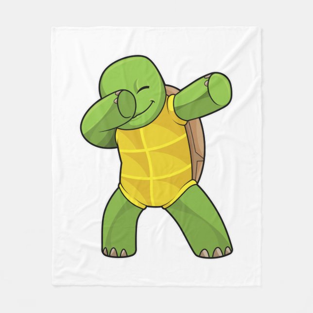 Turtle at Hip Hop Dance Dab Fleece Blanket (Front)