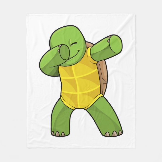 Turtle At Hip Hop Dance Dab Fleece Blanket (Front)