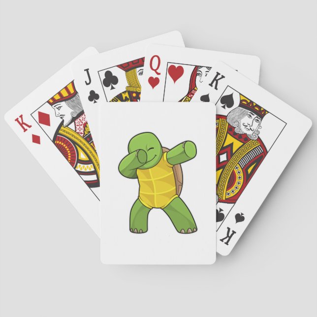 Turtle at Hip Hop Dance Dab Playing Cards (Back)