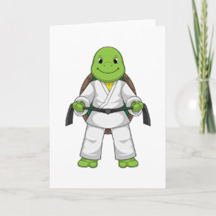 Turtle at Martial arts with black Belt Card