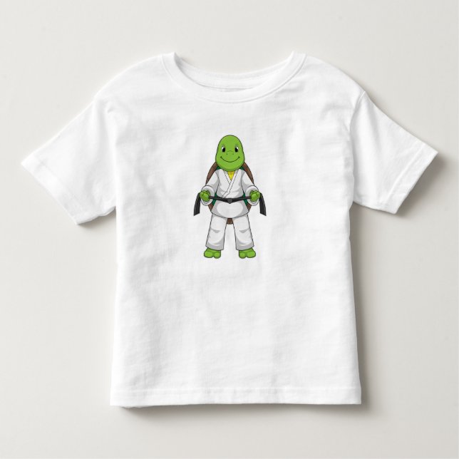 Turtle at Martial arts with black Belt Toddler T-Shirt (Front)