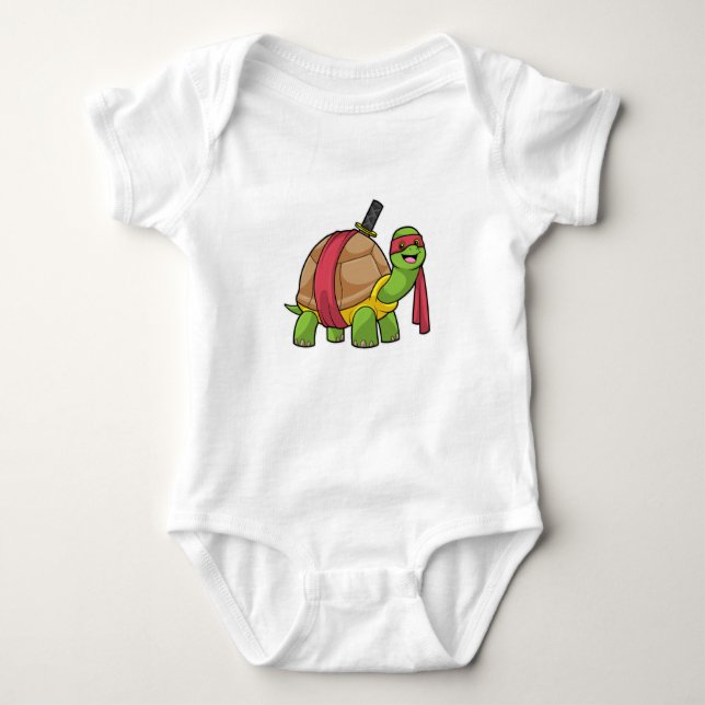 Turtle at Martial arts with Sword Baby Bodysuit (Front)