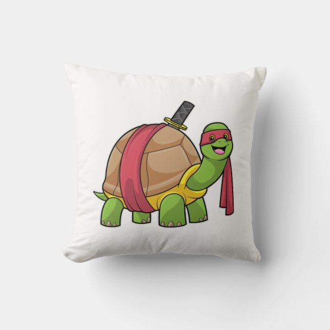 Turtle at Martial arts with Sword Cushion (Front)