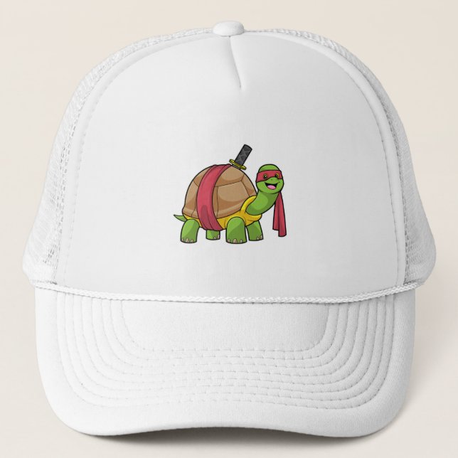 Turtle at Martial arts with Sword Trucker Hat (Front)