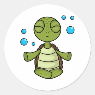 Turtle at Meditating in Sitting Classic Round Sticker