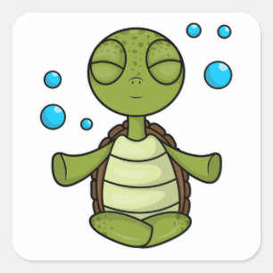 Turtle at Meditating in Sitting Square Sticker