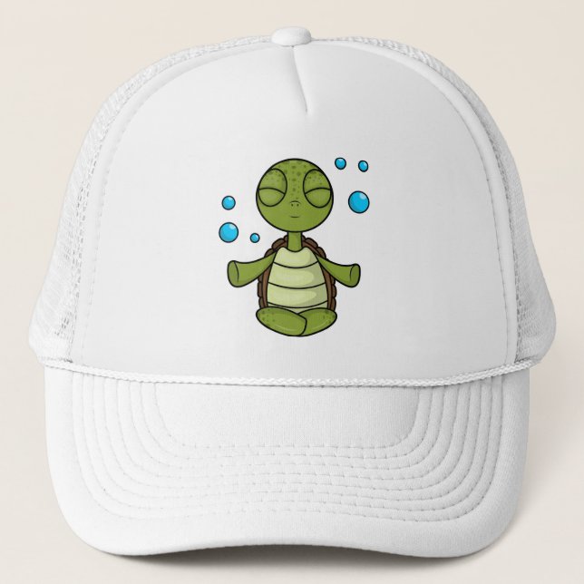 Turtle at Meditating in Sitting Trucker Hat (Front)