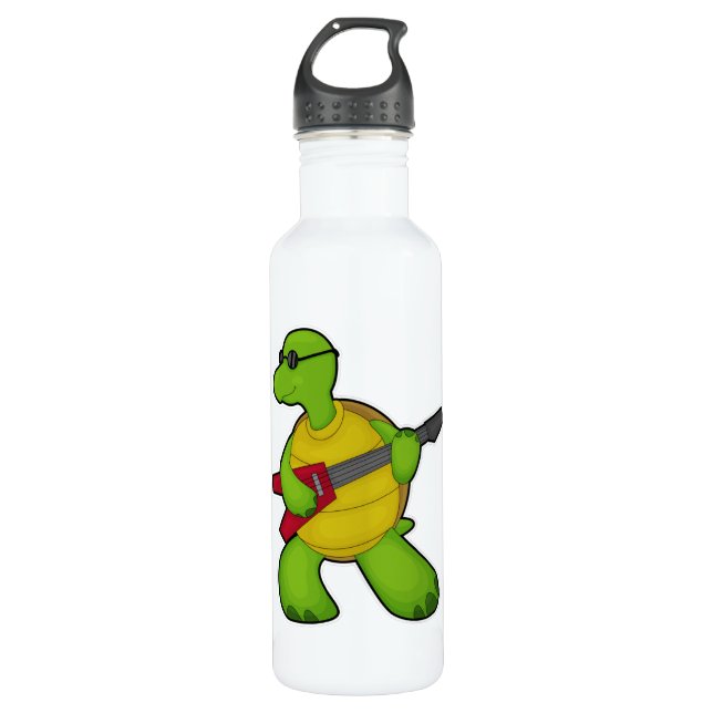 Turtle at Music with Guitar & Sunglasses 710 Ml Water Bottle (Front)