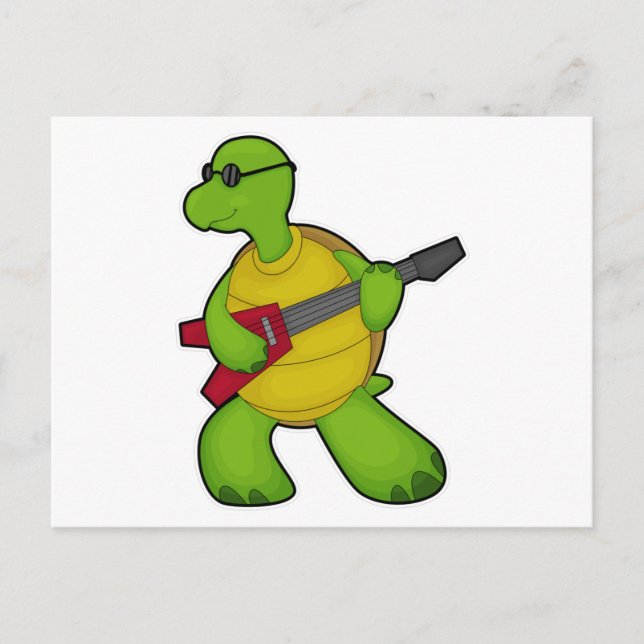 Turtle at Music with Guitar & Sunglasses Postcard (Front)