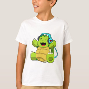 Turtle at Music with Headphone T-Shirt