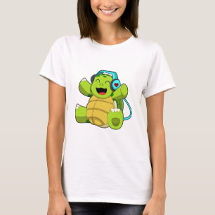 Turtle at Music with Headphone T-Shirt