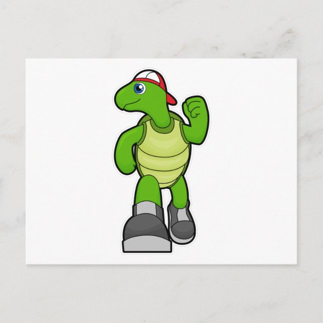 Turtle at Running with Cap Postcard (Front)