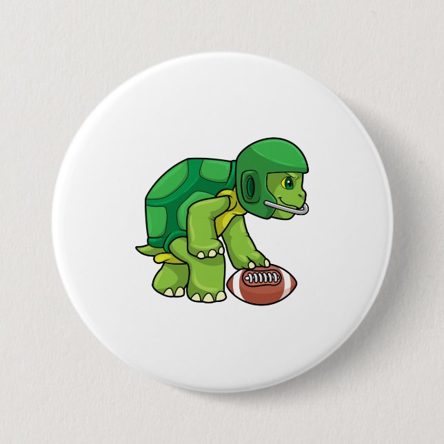 Turtle at Sports with Football & Helmet 7.5 Cm Round Badge (Front)
