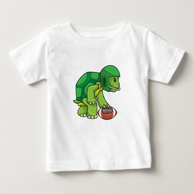 Turtle at Sports with Football & Helmet Baby T-Shirt (Front)