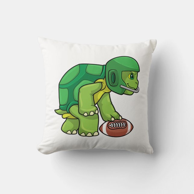 Turtle at Sports with Football & Helmet Cushion (Front)